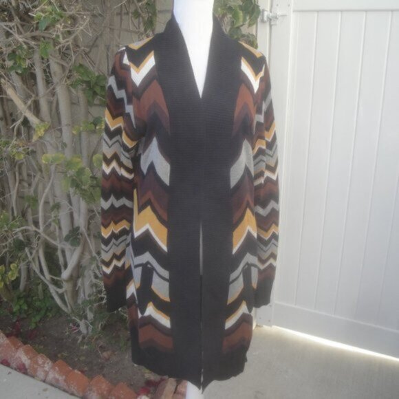 Missoni Cardigan Chevron Design Open Rayon Quality Knit Sweater Size Med - Picture 10 of 11